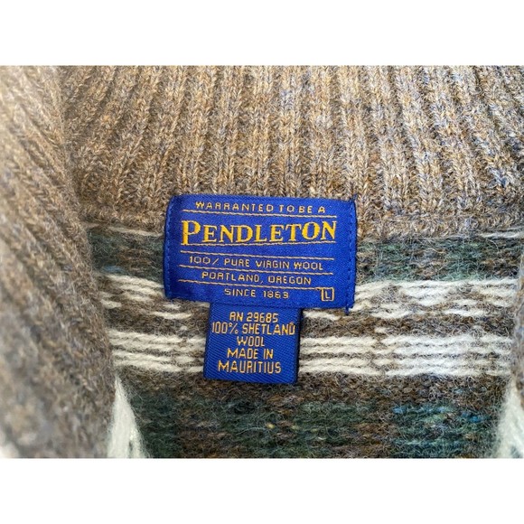 Pendleton Nordic Ski Lodge Mens L Wool Snow Flake 1/4 Zip Long Sleeve Sweater - Picture 5 of 9